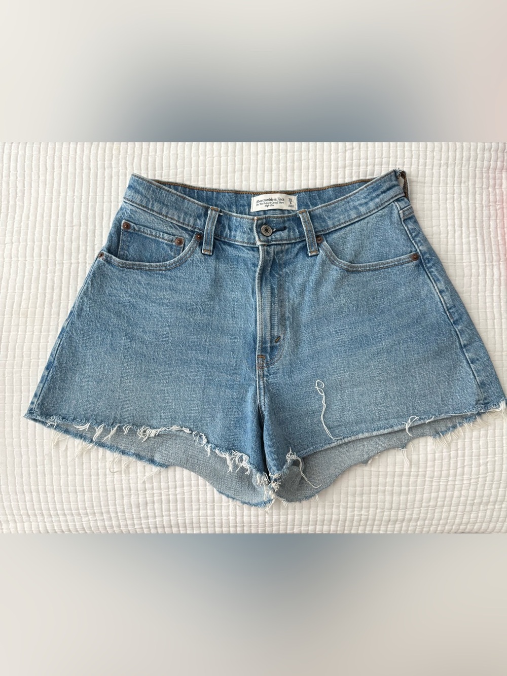 Abercrombie & Fitch Light Blue Denim Cutoff Shorts with Raw Hem